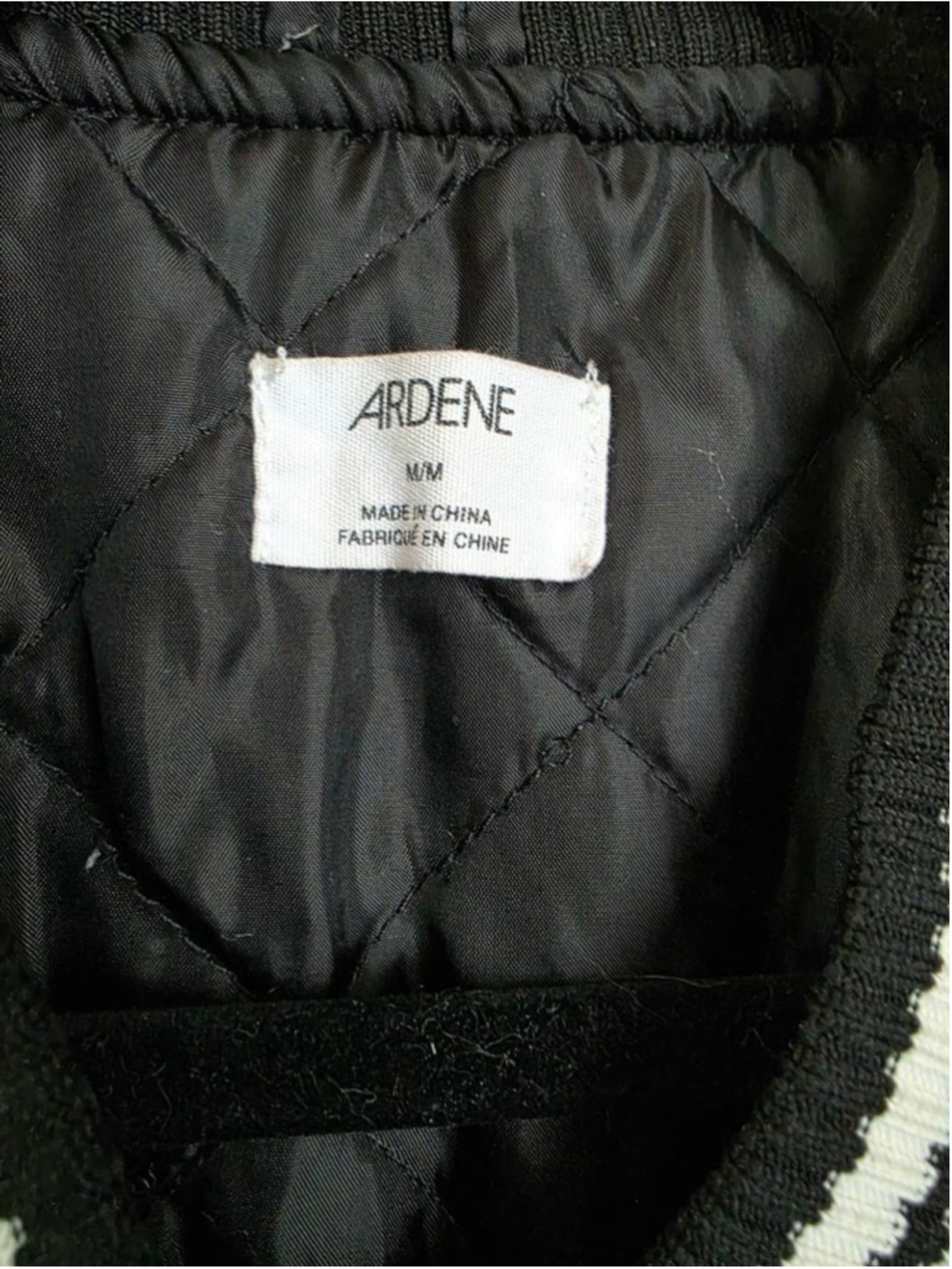 Women's Ardene Varsity Racing Jacket Med Black White Red - Picture 2 of 7